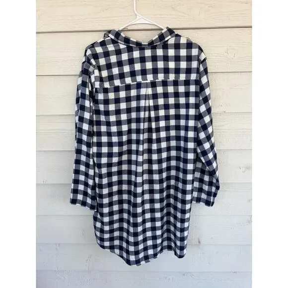 Jasmine & Ginger Navy Gingham Button Front Blouse Size L - Picture 5 of 5